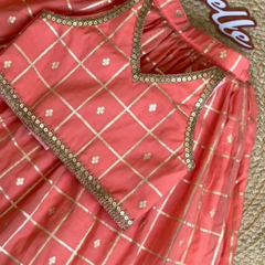 Peach Gold Zari Work Chaniya Choli Set – Vestelle Collection