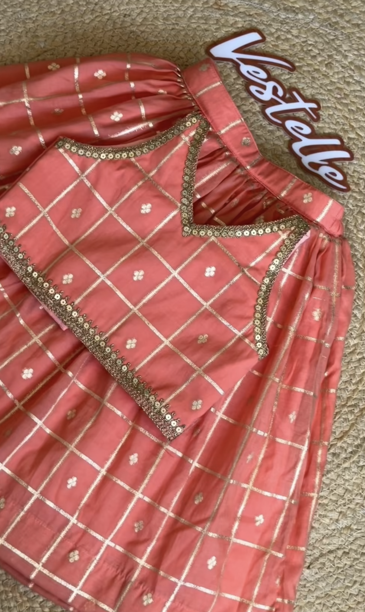 Peach Gold Zari Work Chaniya Choli Set – Vestelle Collection
