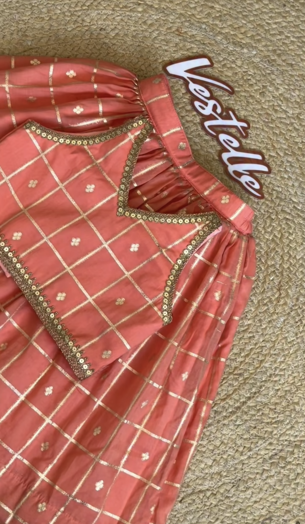 Peach Gold Zari Work Chaniya Choli Set – Vestelle Collection