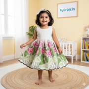 Designer Pure Cotton Kids Frock with Lotus Embroidery