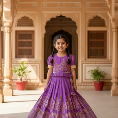 Royal Banarasi Peacock Design Kids Lehenga Choli Set