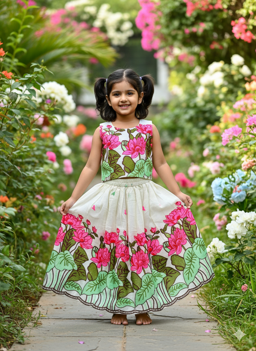 Stylish Floral Embroidery Work Lehenga Choli for Kids