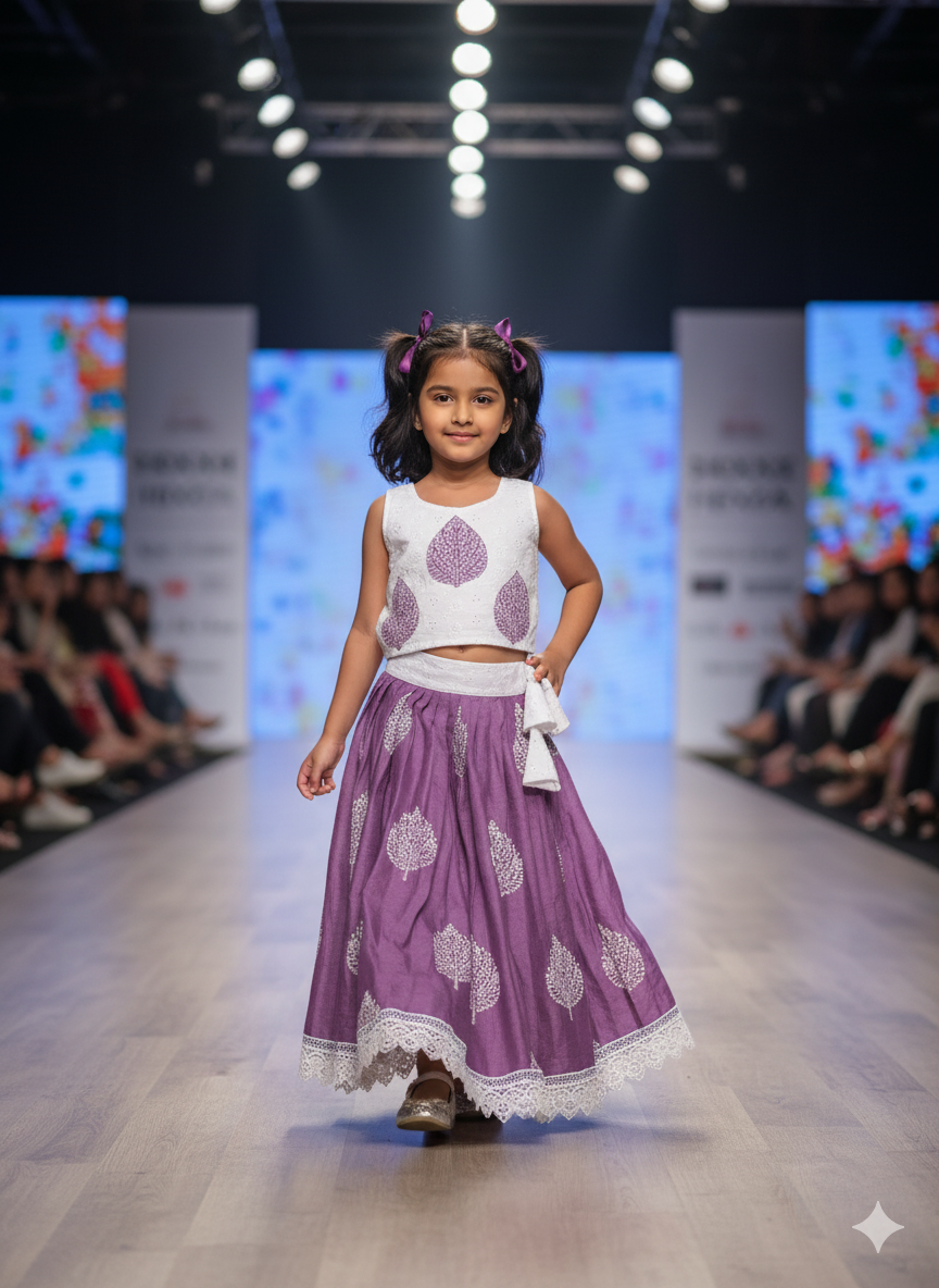 Trending Soft Silk With Foil Butta Work Kids Lahenga Choli