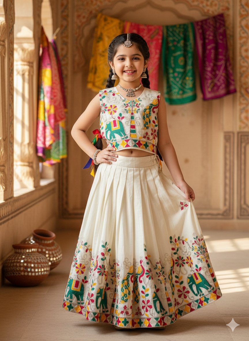Abalone Pure Heavy Cotton  Kids Lehengha Choli