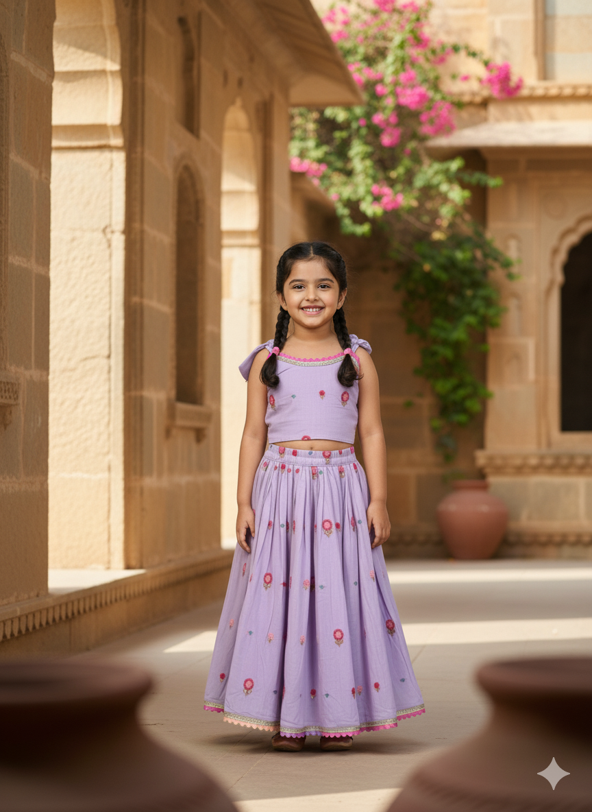 Trending Embroidery Work On Cotton Fabric Skirt Top
