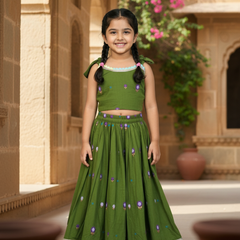 Trending Embroidery Work On Cotton Fabric Skirt Top