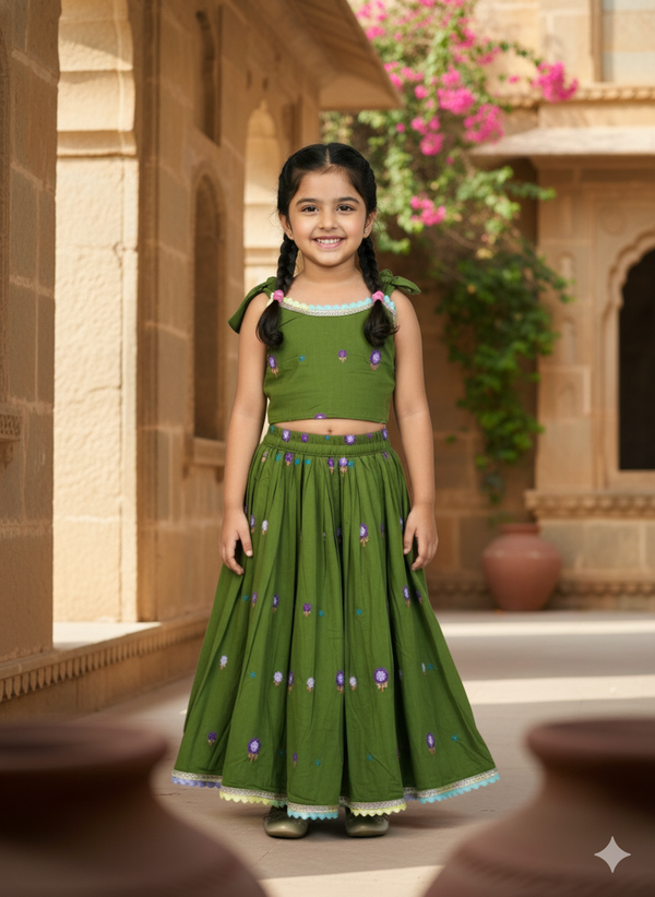 Trending Embroidery Work On Cotton Fabric Skirt Top