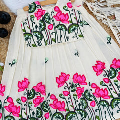 Trending Pure Cotton Fabric Chain work Embroidery Lahenga Choli