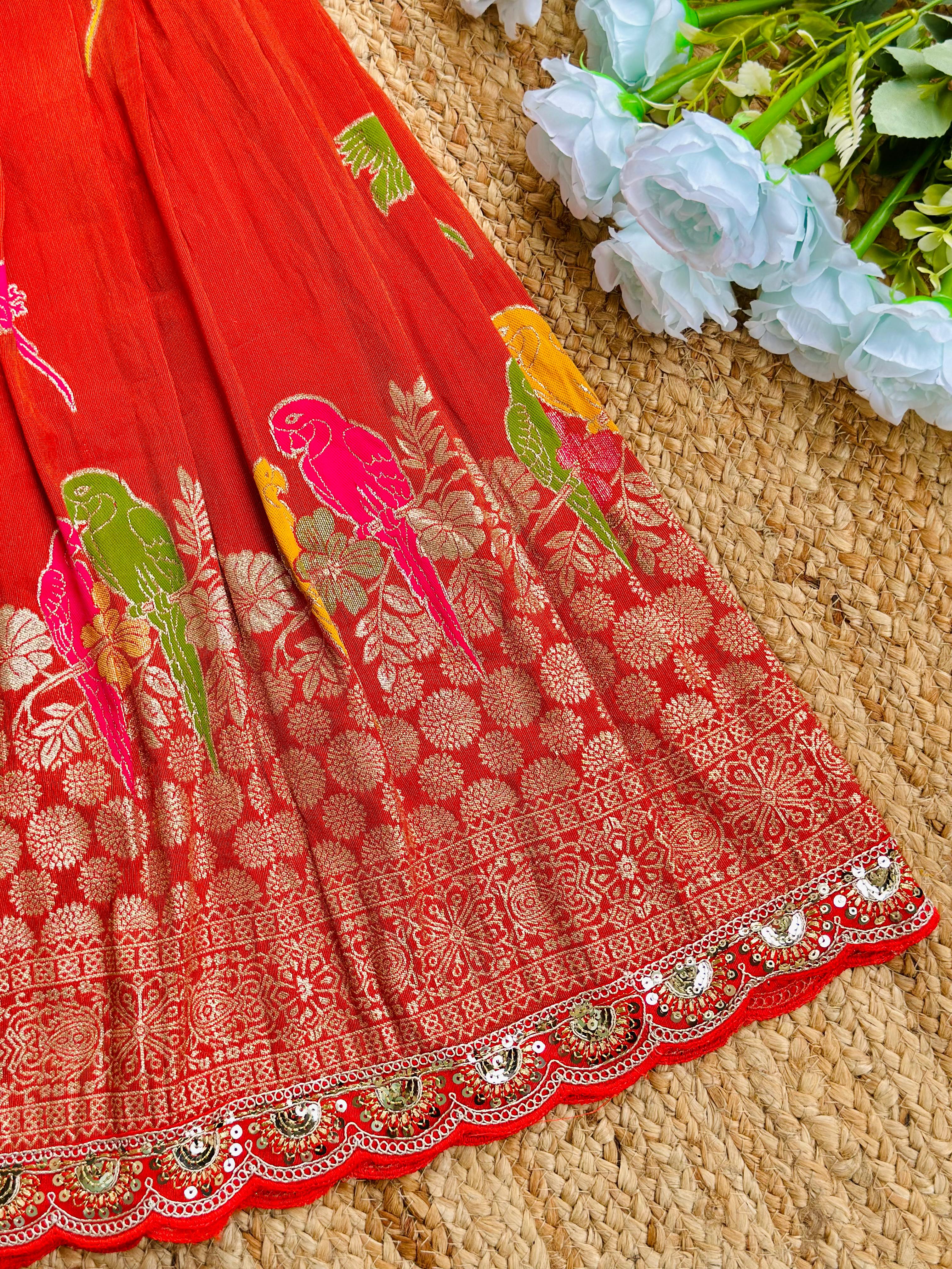 Elegant  Dola Silk Fabric Gown for Girls