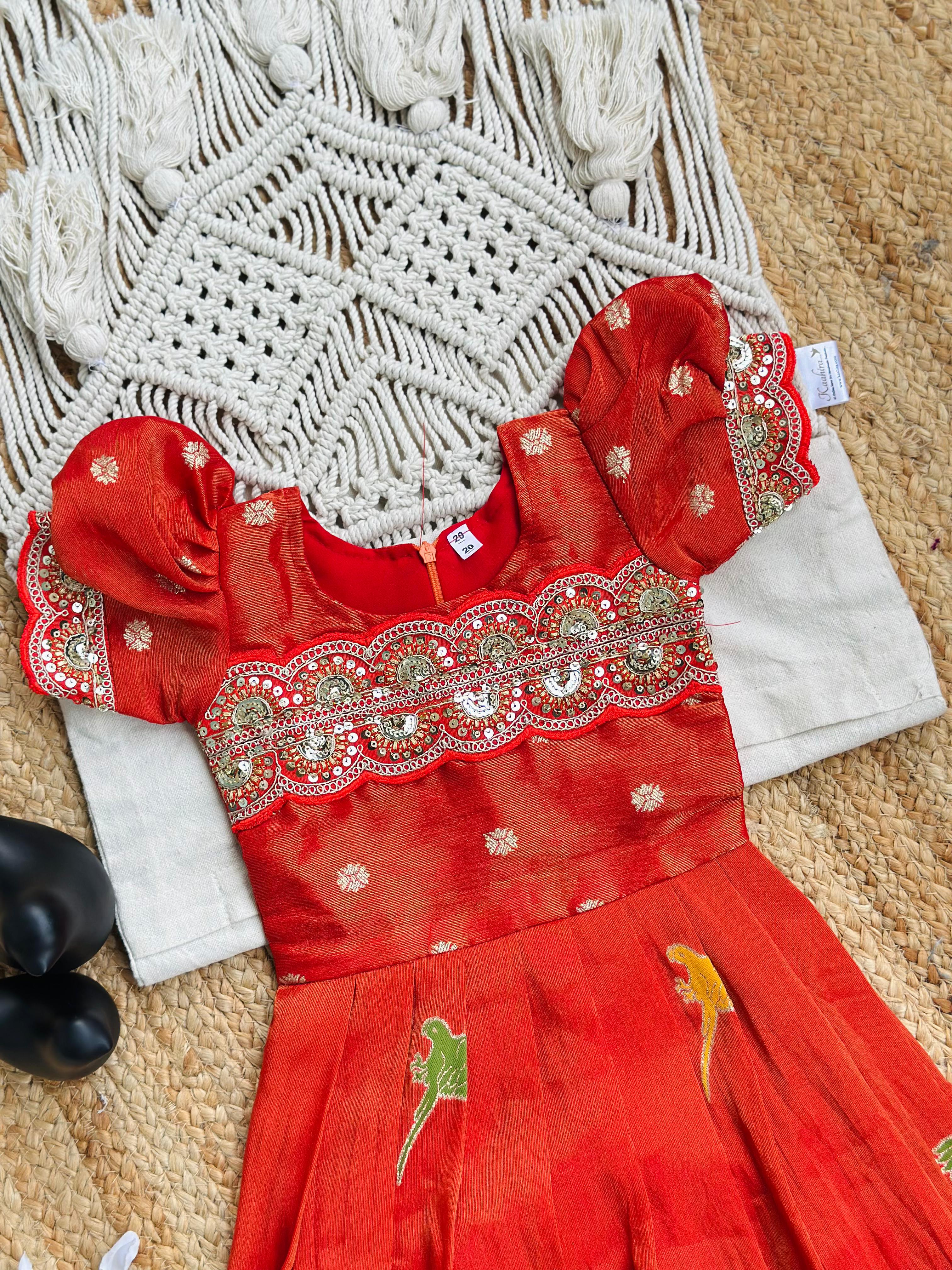 Elegant  Dola Silk Fabric Gown for Girls