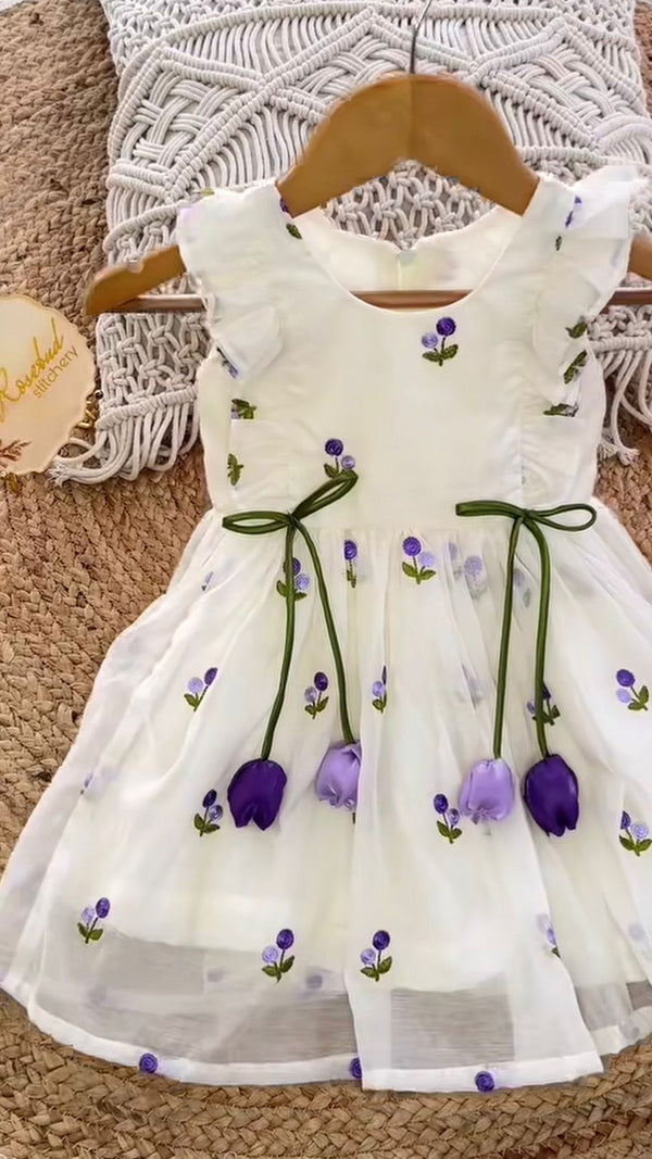 The Enchanted Garden: Beautiful-Embroidered Chanderi Silk Tulip Frock
